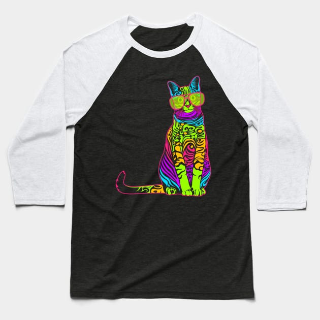 80s cat Baseball T-Shirt by ElectricPeacock